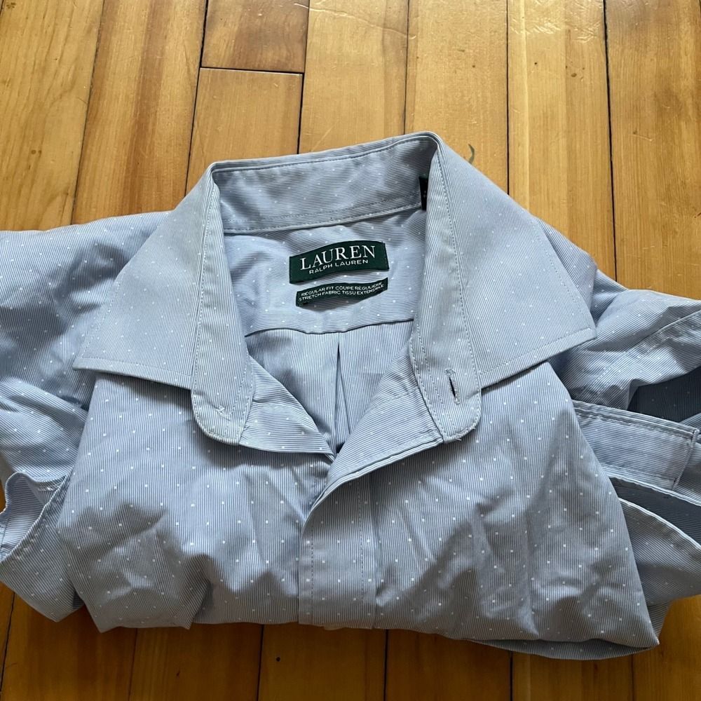 Lauren Ralph Lauren Light Blue 15.5 32/33 Stretch Regular Fit Dress Shirt Mens M